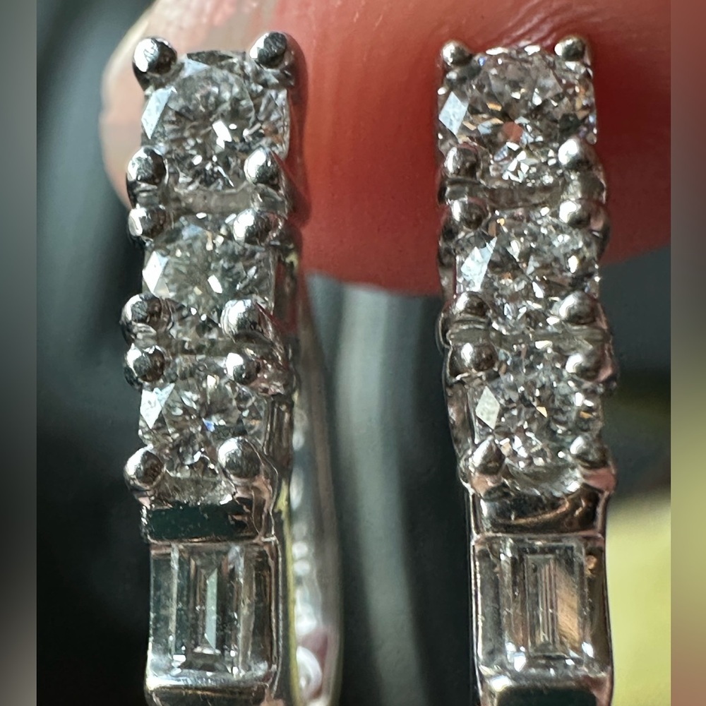 Platinum and diamond hoop earrings